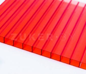 Поликарбонат стандартный, красный, 8 мм, плотность 0.88, 6000x2100