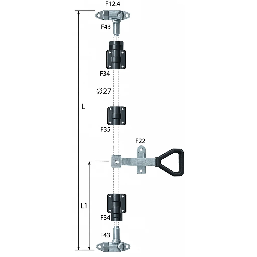 Комплект штангового запора d27 с рукояткой Delta Zn F12.4