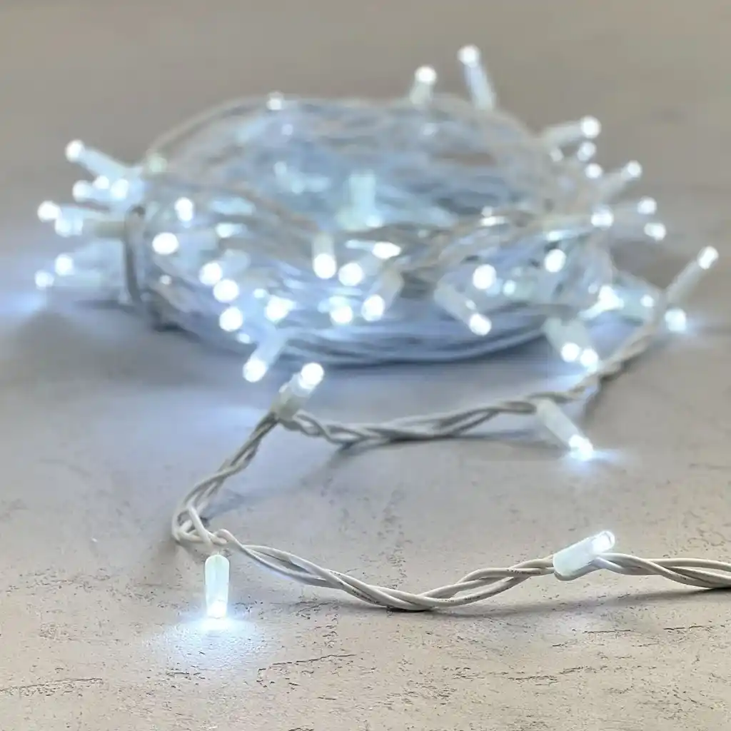 Светодиодная гирлянда стринг-лайт Lumax, 10 м, 24V, белый провод (каучук), белый + белый мерцающий