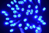Световая гирлянда стринг-лайт Lumax, синий + белый мигающий, 10м, провод белый резиновый