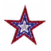 Звезда бархатная,  91 см (129 светодиод красный+голубой+белый цвета), 514-022