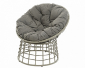 Кресло "Лондон" д/улицы, сада (80x92x88 см), каркас железо с полим.оплет., с подушкой, серый, арт. 9841866