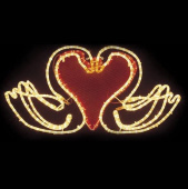 Световой 2D мотив "Сердце-Лебеди", 57х61,5 см