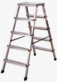 Стремянка алюминиевая двусторонняя с увеличенной площадкой  NV 200 (5 ступеней)