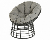 Кресло "Лондон" д/улицы, сада (80x92x88 см), каркас железо с полим.оплет., с подушкой, черный, арт. 9841865