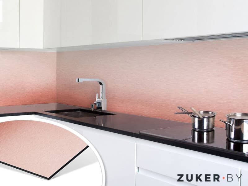 Оформление кухонной зоны композитной алюминиевой панелью