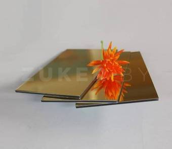 Алюминиевая композитная панель, золотое зеркало BR 1403, 1,22х4 м, 3х0,3 мм