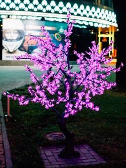 Светодиодное дерево Баухиния, имитация натуральной коры, цвет диодов розовый, 2,5м
