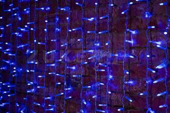 Светодиодный дождь синий 2x6 м, прозрачный провод ПВХ, 1140 шт
