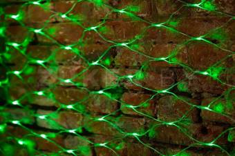 Светодиодная сеть зеленая 2х1,5м, свечение с динамикой, прозрачный провод ПВХ, 288 шт