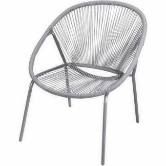 Кресло из техноротанга на металлическом каркасе, серый