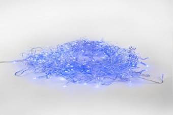 Светодиодный дождь 1,5х1м синий с прозрачным ПВХ проводом, 96 шт