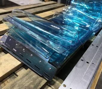 Лента ПВХ для завес, морозостойкая (тип C), прозрачная синяя, 400 мм