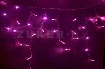 Айсикл (бахрома) светодиодный, 4,8 х 0,6 м, прозрачный провод, 230 В, диоды розовые, 176 шт