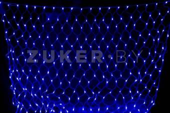 Световая сеть синяя, 4x2,2 м, провод белый резиновый