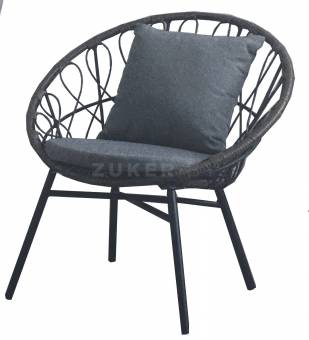 Кресло "Мальорка" для улицы, с подушками,кориченвый с чёрным