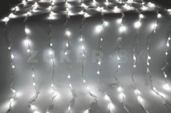 Светодиодный дождь белый  2х3 м с эффектом водопада, прозрачный ПВХ провод, 240 шт