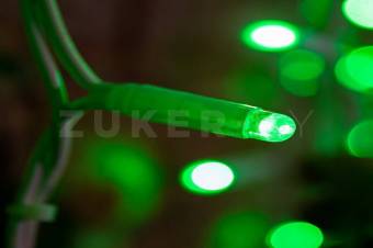 Светодиодный световой дождь 2х1,5м зелёный с белым ПВХ проводом, 360 шт
