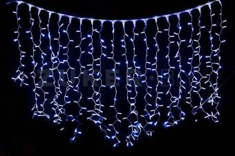 Светодиодный световой дождь Lumax, 2x1,5 м, синий, провод белый резиновый
