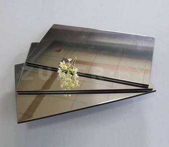 Алюминиевая композитная панель, серебряное зеркало BR 1402, 1,22х4 м, 3х0,3 мм